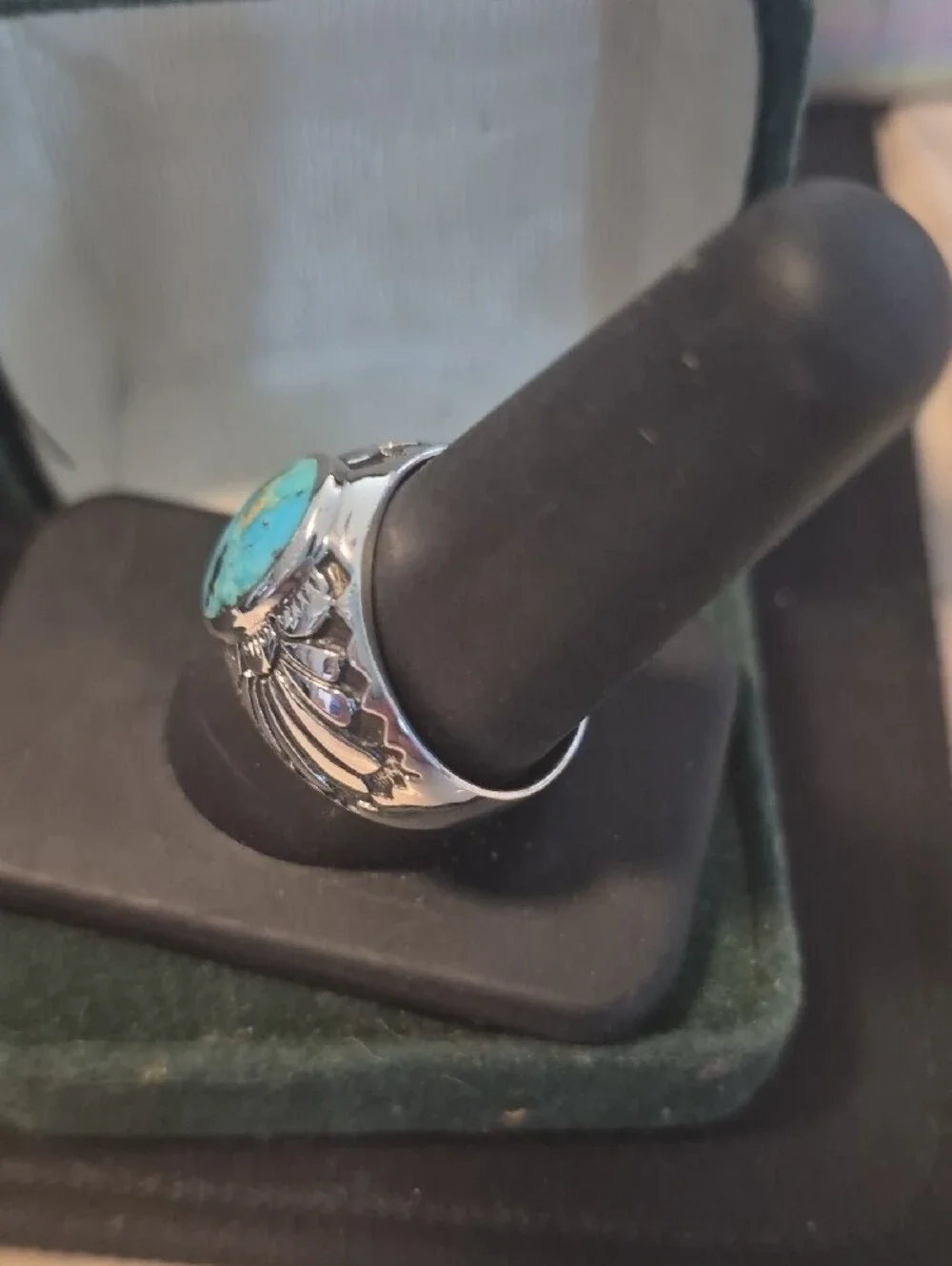 Turquoise Oval Stone Sterling Silver Women's Ring - Blue Turquoise
